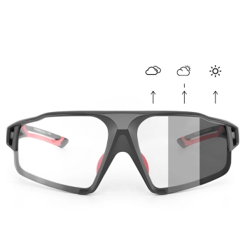 Okulary rowerowe fotochromowe UV400 z etui SP216BK - czarno-czerwone