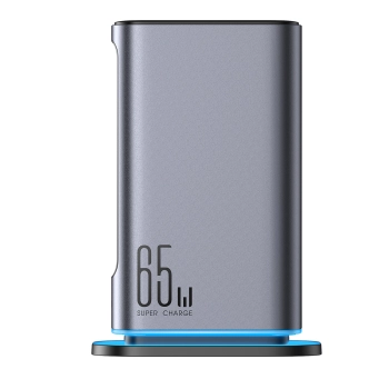 Stacja ładowania ładowarka wieloportowa GaN 65W EU 4x USB-C i 2x USB-A - ciemnoszara