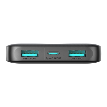 Powerbank JR-PBF12 10000mAh 2.4A 2x USB-A 1x USB-C - czarny