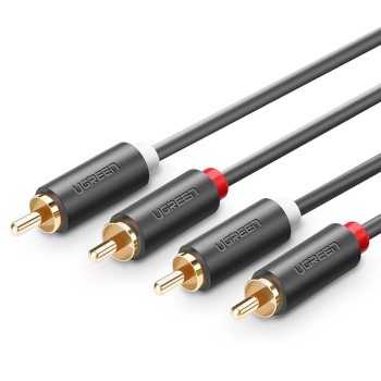 Kabel audio 2RCA (męski) - 2RCA (męski) 1m - szary