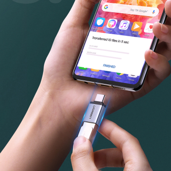 Adapter przejściówka USB-C (męski) - USB-A 3.0 (żeński) ze smyczą - szary