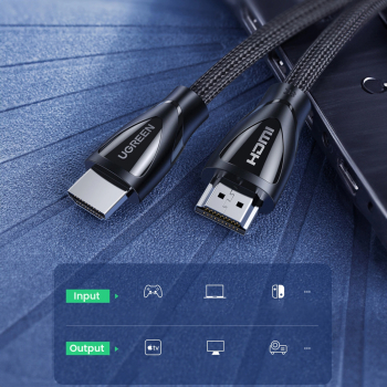 Kabel przewód audio video HDMI 2.1 8K 60Hz 4K 120Hz 1m - czarny