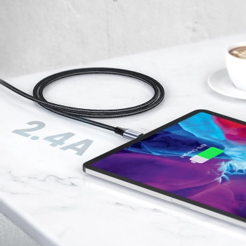 Kabel przewód w oplocie USB-A - iPhone Lightning MFi 1.5m - czarny