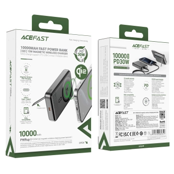 Powerbank magnetyczny 10000mAh 30W Qi2 z MagSafe - czarny
