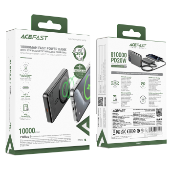 Powerbank magnetyczny 10000mAh PD20W MagSafe ultra cienki - czarny
