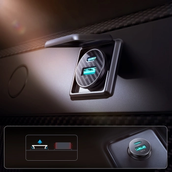 Ładowarka samochodowa Mini 15W USB-A USB-C - czarna