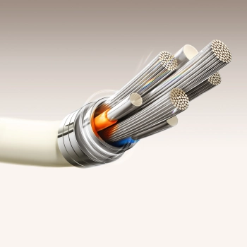 Kabel przewód USB-C - USB-C z fluorescencyjną końcówką 60W 1.2m - beżowy