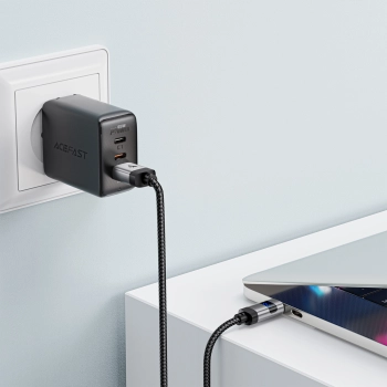 Kabel przewód USB-A - USB-C z wyświetlaczem 480Mb/s 66W 1.2m - czarny
