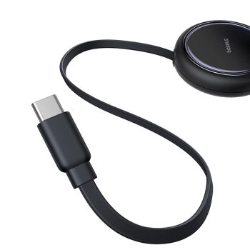 Kabel przewód zwijany USB-C - 2 x USB-C Bright Mirror Series 100W 1m - czarny