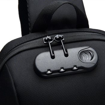 Plecak miejski Premium na jedno ramię antykradzieżowy z organizerem i USB - czarny