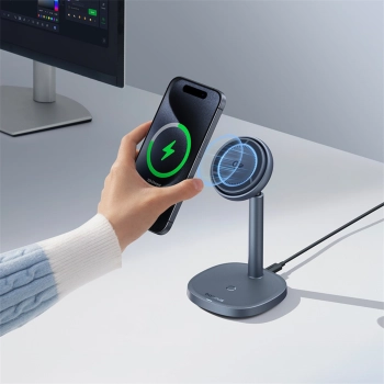 2w1 Ładowarka indukcyjna Orbit 2 Pro MagSafe Qi2 20W z chłodzeniem - szara