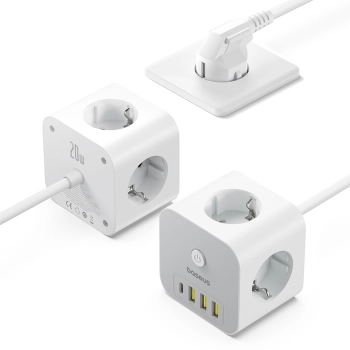 7w1 Listwa zasilająca KOSTKA PowerCombo 3x AC / 3x USB-A / 1x USB-C 20W 1.5 m - biała