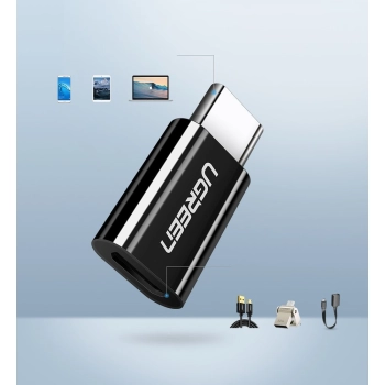 Adapter przejściówka z micro USB na USB-C - czarny