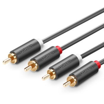 Kabel przewód audio 2RCA (męski) - 2RCA (męski) 2m - szary