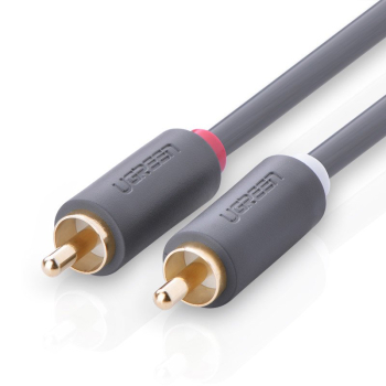Kabel przewód audio 2RCA (męski) - 2RCA (męski) 2m - szary