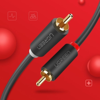 Kabel przewód audio 2RCA (męski) - 2RCA (męski) 2m - szary