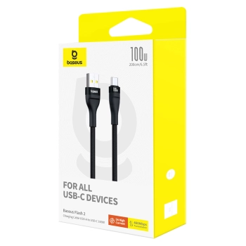 Kabel przewód wytrzymały Flash 2 USB-A - USB-C 100W 1m - czarny
