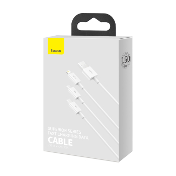 3w1 Kabel przewód Superior Series USB-A - USB-C / iPhone Lightning / micro USB 3.5A 0.5m - biały