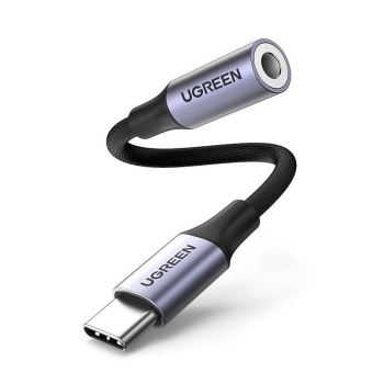 Adapter do słuchawek mini jack 3.5 mm (żeński) - USB-C (męski) 10cm - szary