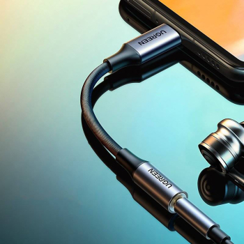 Adapter do słuchawek mini jack 3.5 mm (żeński) - USB-C (męski) 10cm - szary