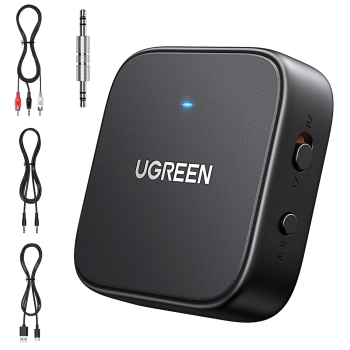 Nadajnik odbiornik audio Bluetooth 5.2 TX RX mini Jack USB-C RCA - czarny