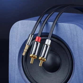 Kabel przewód audio mini jack (męski) - 2RCA (męski) 1m - czarny