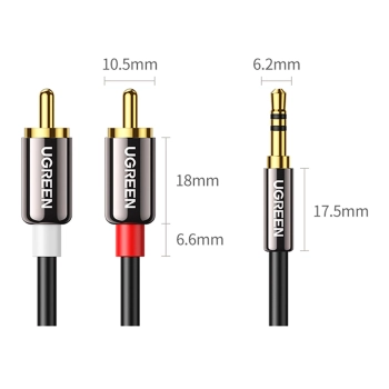 Kabel przewód audio mini jack (męski) - 2RCA (męski) 1m - czarny