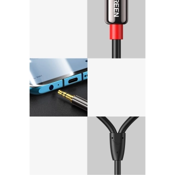 Kabel przewód audio mini jack (męski) - 2RCA (męski) 1m - czarny