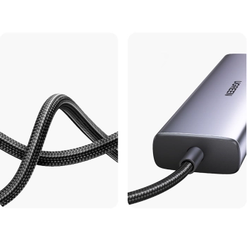 HUB Adapter USB-C - USB-A / HDMI / RJ45 / czytnik kart SD i TF / USB-C PD 100W - szary