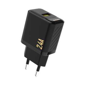 Ładowarka sieciowa 2.4A USB-A - czarna