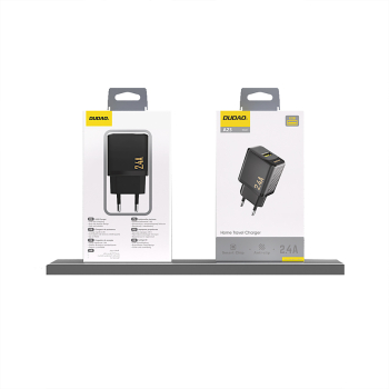 Ładowarka sieciowa 2.4A USB-A - czarna
