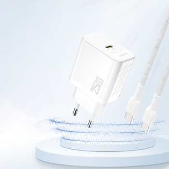 Ładowarka sieciowa 25W GaN USB-C - biała