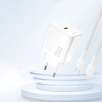 Ładowarka sieciowa 25W GaN USB-C - biała