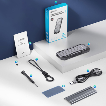 Wzmocniona kieszeń dyskowa taktyczna OXS2C3-G2 M.2 NVMe / SATA SSD USB-C - szara