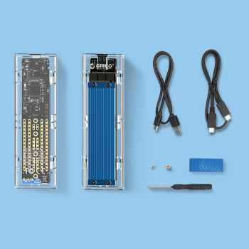 Kieszeń obudowa na dysk TCM2-C3 M.2 NVME na USB-C 10Gb/s - niebiesko-przezroczysta