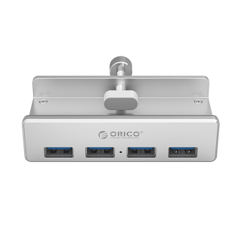 Hub rozdzielacz MH4PU na zacisk do biurka monitora 4x USB-A - srebrny