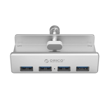 Hub rozdzielacz MH4PU na zacisk do biurka monitora 4x USB-A - srebrny
