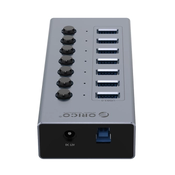 Hub BT2U3-7AB z włącznikami 7x USB-A - szary