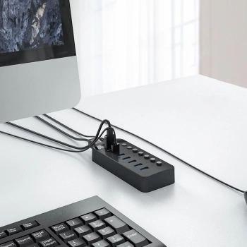 Hub CT2U3-7AB z włącznikami 7x USB-A - czarny