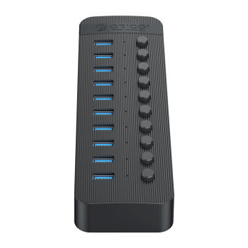 Hub CT2U3-10AB z włącznikami 10x USB-A - czarny
