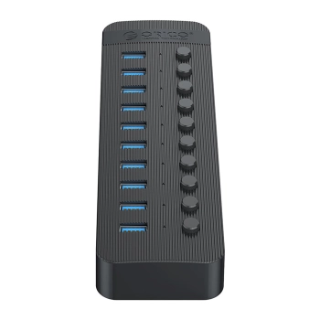 Hub CT2U3-10AB z włącznikami 10x USB-A - czarny