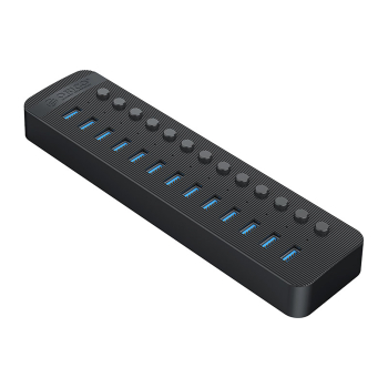 Hub CT2U3-13AB z włącznikami 13x USB-A - czarny