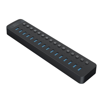 Hub CT2U3-16AB z włącznikami 16x USB-A - czarny