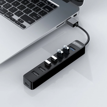 Hub rozdzielacz TWU32-4A USB-A - USB-A USB-C 5V/3A - czarny