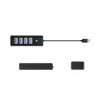 Hub rozdzielacz PW4U-U3 USB-A - 4x USB-A - czarny