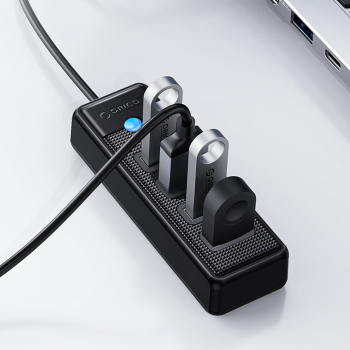 Hub rozdzielacz PW4U-U3 USB-A - 4x USB-A - czarny