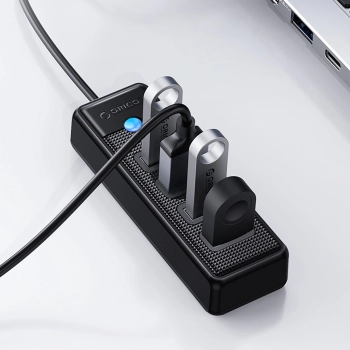 Hub rozdzielacz PW4U-U3 USB-A - 4x USB-A - czarny