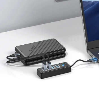 Hub rozdzielacz PW4U-C3 USB-C - 4x USB-A - czarny