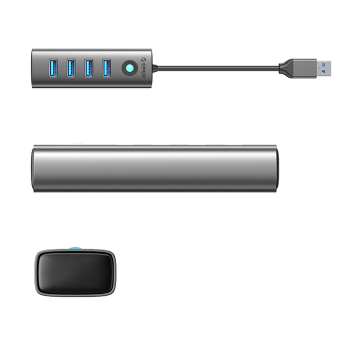Hub adapter rozdzielacz PDD4U-U3 4x USB-A - szary