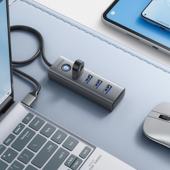 Hub adapter rozdzielacz PDD4U-U3 4x USB-A - szary